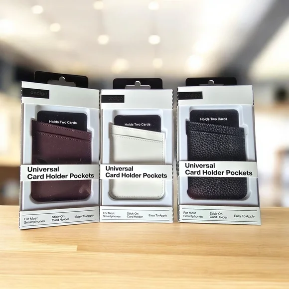 New Adhesive, Phone Card Holder - Black, White, Brown