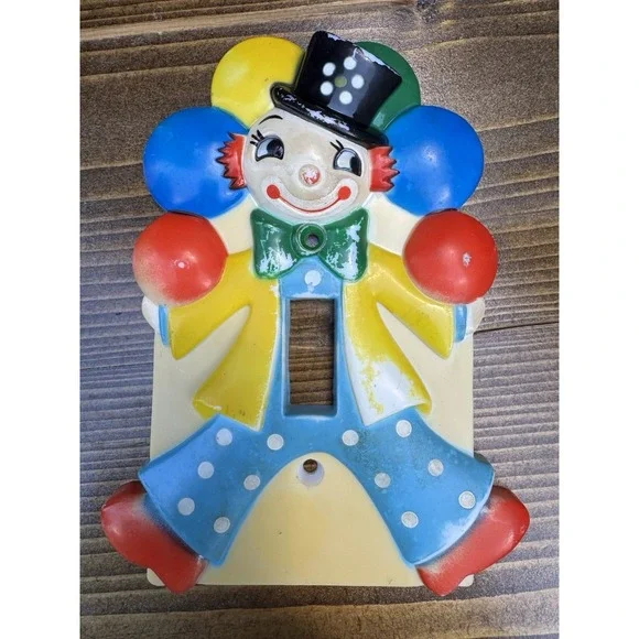 Vintage 1975 Nursery Originals Clown Light Switch Plate Cover Hong Kong
