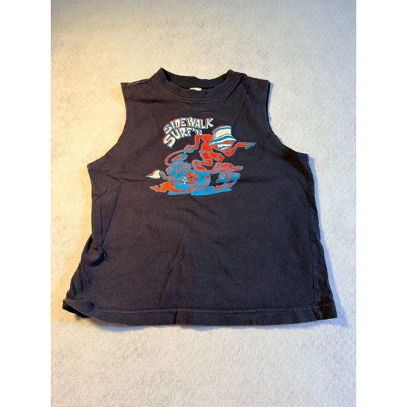 Gap Kids Sidewalk Surfin Skater Graphic Muscle Tank Top Black Size S 5-6
