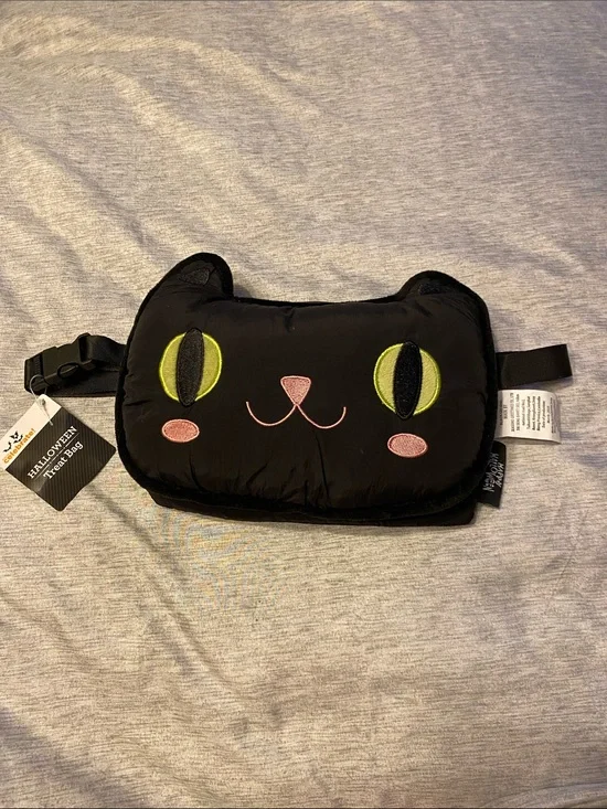 Way To Celebrate Halloween Treat Bag Fanny Pack Waist Bag Black Cat NWT