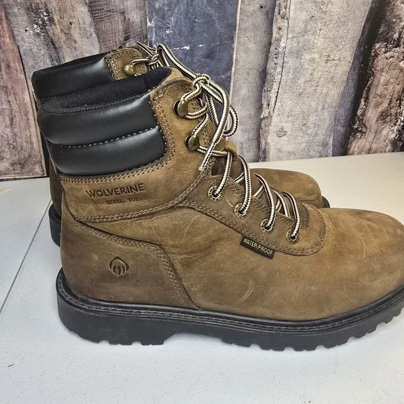 Steel Toe Wolverine Mens‎ Work Boots size 10.5 EW Waterproof Oil Slip Resistant
