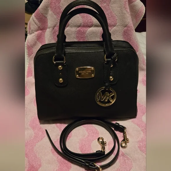 Michael Kors Black Satchel with Gold Accents