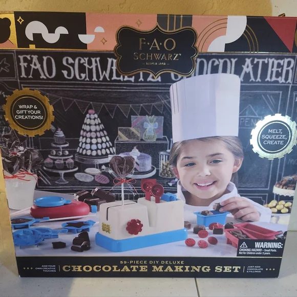 FAO Schwarz Chocolate Making Set - open, semi used