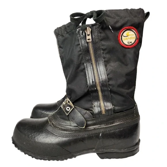 Vintage Ski Doo Snowmobile Boots Mens 6 Black Zip‎ Buckle Made Canada Snowmobile