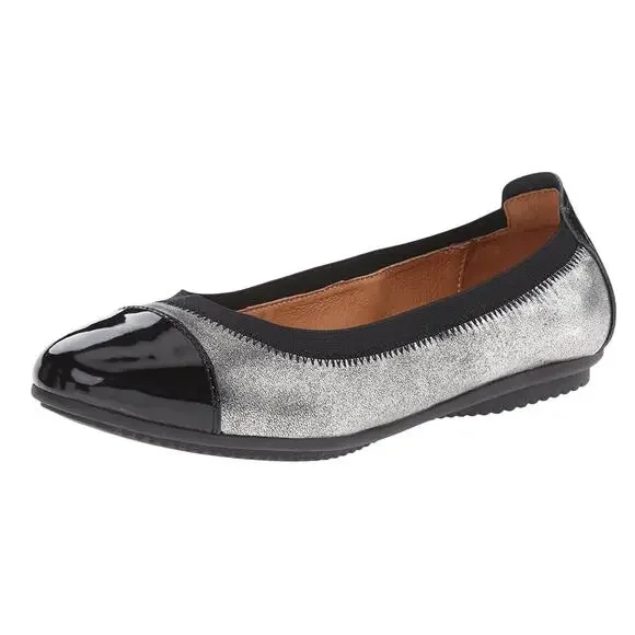 Josef Seibel Women Pippa 07 Ballet Flats EU 36 US 5-5.5 Black Silver Leather NIB