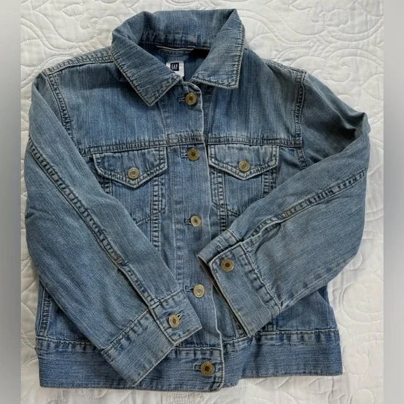 GAP Kids Blue Medium Wash Denim Button Classic Trucker Jean Jacket‎ Girl XL GUC