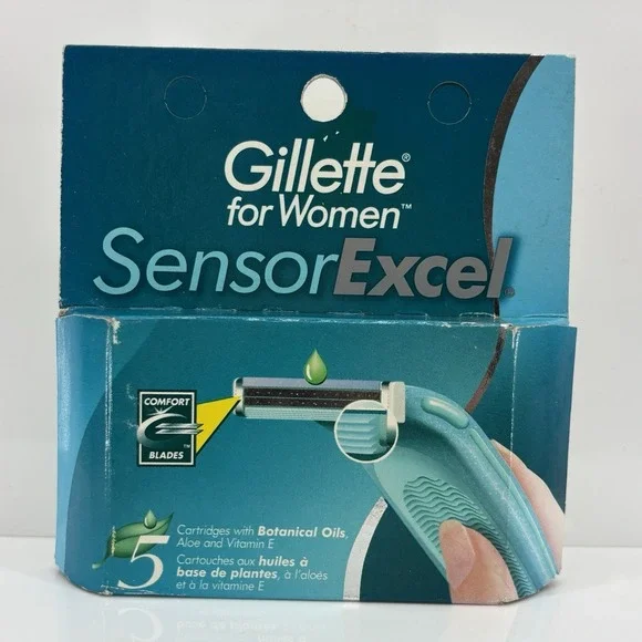 5 Gillette Sensor EXCEL Women's Shaver Razor Blades Refill Cartridges NOS