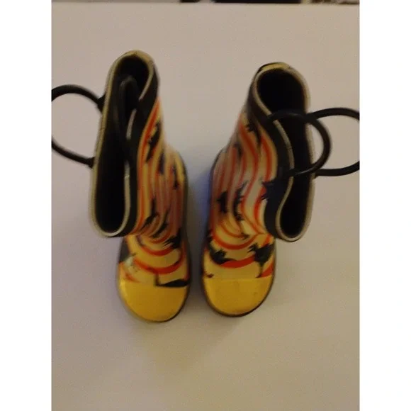 Toddler Sz 10 Rain Boots Rubber Blue Dinosaurs Yellow Body