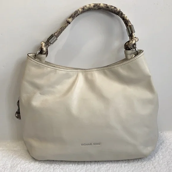 MICHAEL Kors Isabel Convertible Shoulder Ecru Ivory python large Leather bag