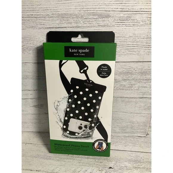 Kate Spade waterproof phone pouch, black and‎ white polkadot new inbox