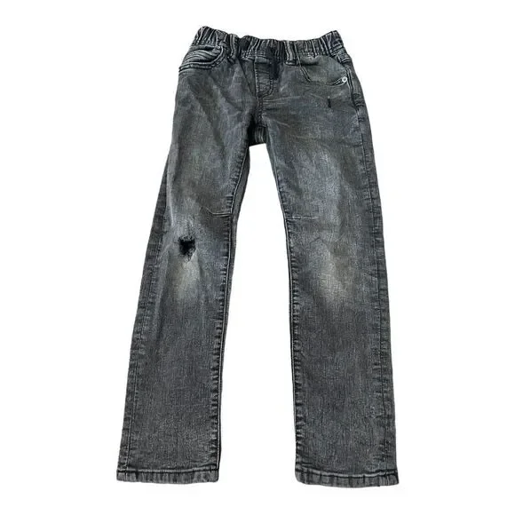 Gap | Pull On Stretch Slim Fit Drawstring Distressed Pants in Washed Black | S