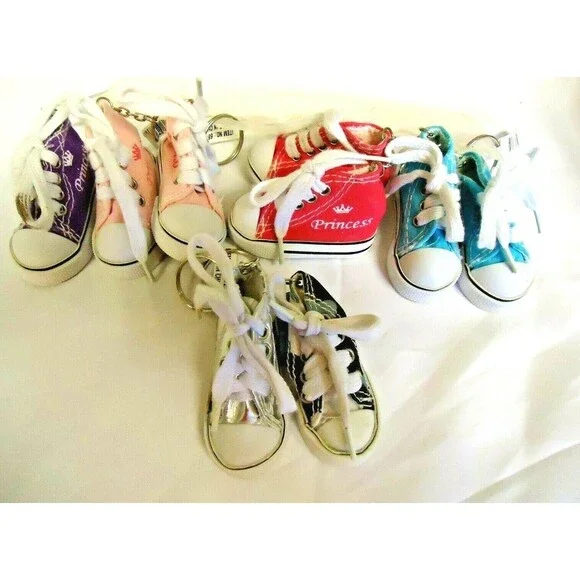 Sneaker Keychain Lot of 7 Princess Party Favors Pink Fuchsia Blue New Free Ship