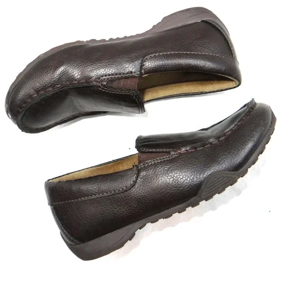 Kids‎ Brown Faux Leather Slip On Loafer Shoes Size 13