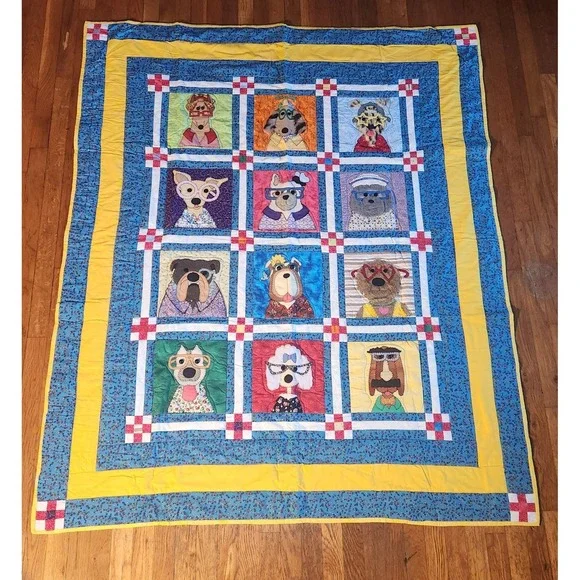 Amy Bradley Dazzling Dogs Pattern Handmade Quilt‎ Appliqué Design~69
