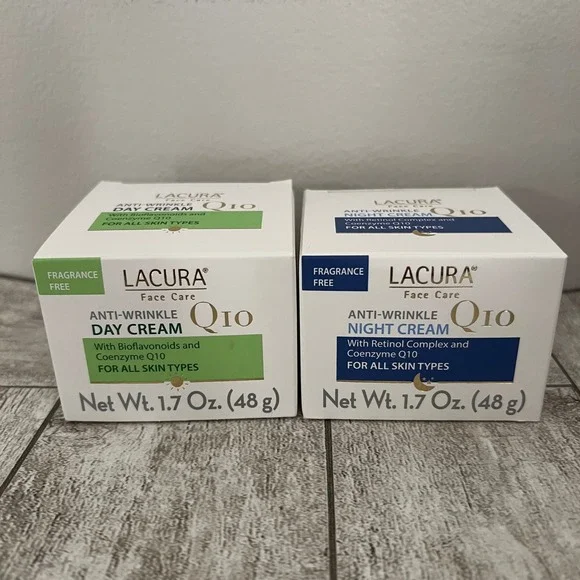 Lacura Q10 Anti-Wrinkle Day and Night‎ Cream Set Fragrance Free 1.7oz New Sealed