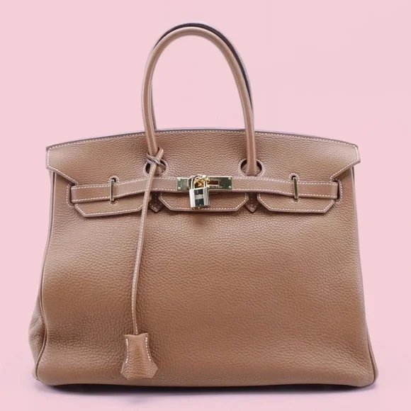 Hermes Birkin 35 Gold Togo Brown Leather Bag