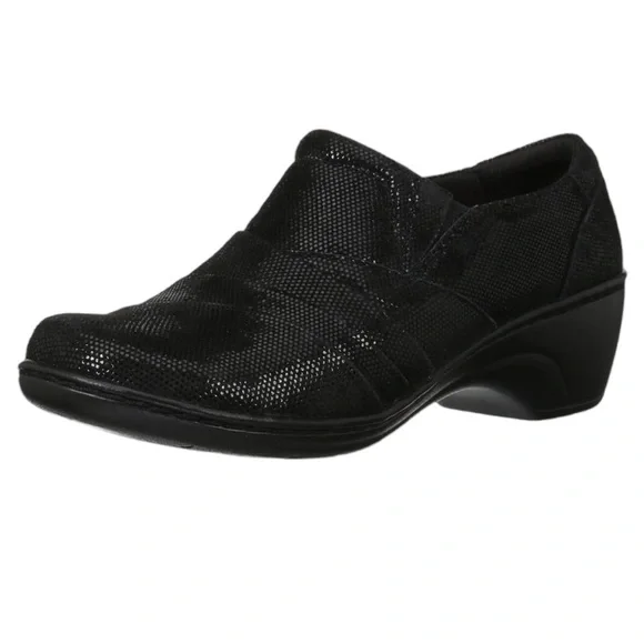 Clarks Women's Channing Kim Slip-On Loafer Black‎ Lizard Size 8M
