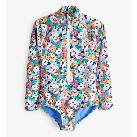 Gap Kids Girls Swimsuit XS 4 to 5 yo Floral Long Sleeve Rashguard Beach Swim