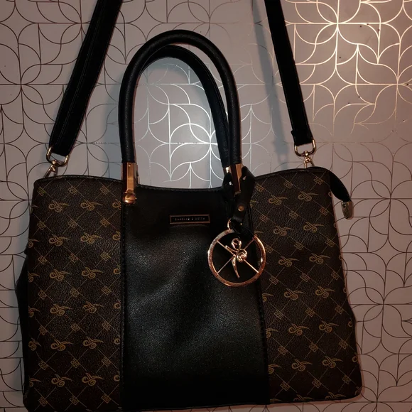 Classic Black & Brown Monogram Satchel Handbag