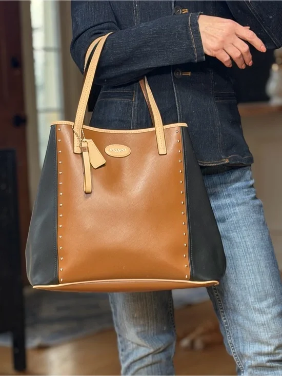 Coach 2014 Old Money Metro Studded Leather Tote Brown/Black (EUC)