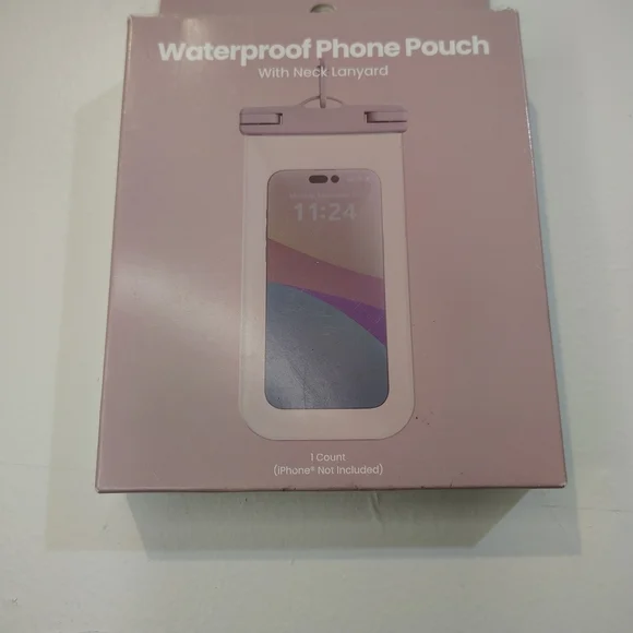 Waterproof Phone Pouch with Neck Lanyard - Pink, Universal,New.