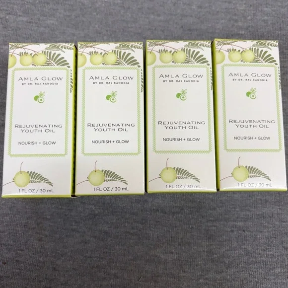 Lot of 4 Amla Glow by Dr. Raj Kanodia Rejuvenating Youth Oil 1oz 30ml Each NEW
