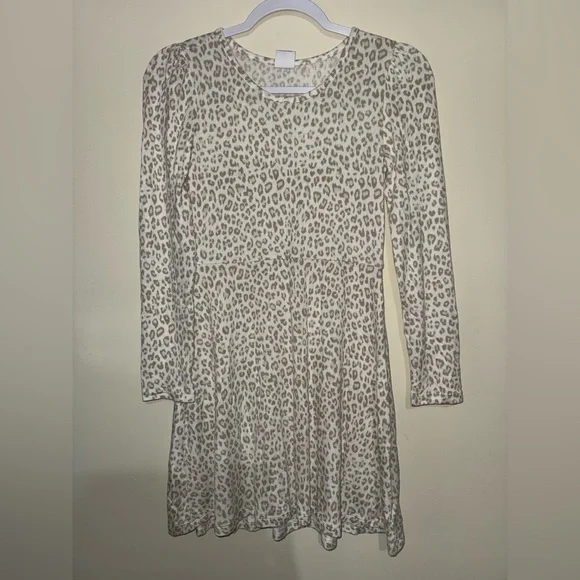 GAP Kids Animal print Cream and Tan Sweater dress