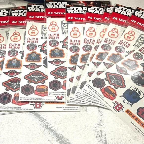 Star Wars Iconic Characters Temporary Tattoo Set - Red, Blue, Black