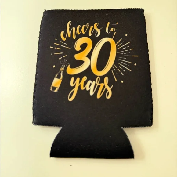 1993 Cheers to 30 Years Black and Gold Can Cooler Koozie