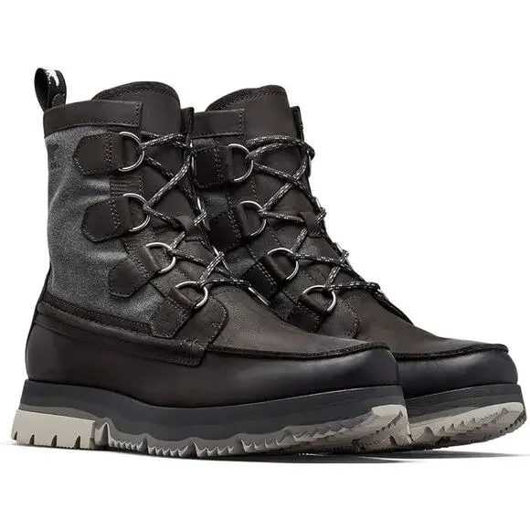 SOREL Men's Atlis Caribou Snow Boots Waterproof Lace Up Leather Canvas Ankle