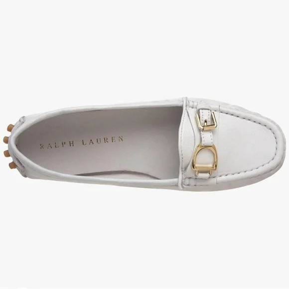 Ralph Lauren Toddler Girls Laine Driver Slip-on White Napa Leather Shoe Size 6