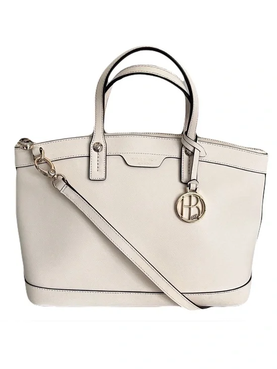 Henri Bendel Ivory Saffiano Leather Convertible Crossbody Satchel