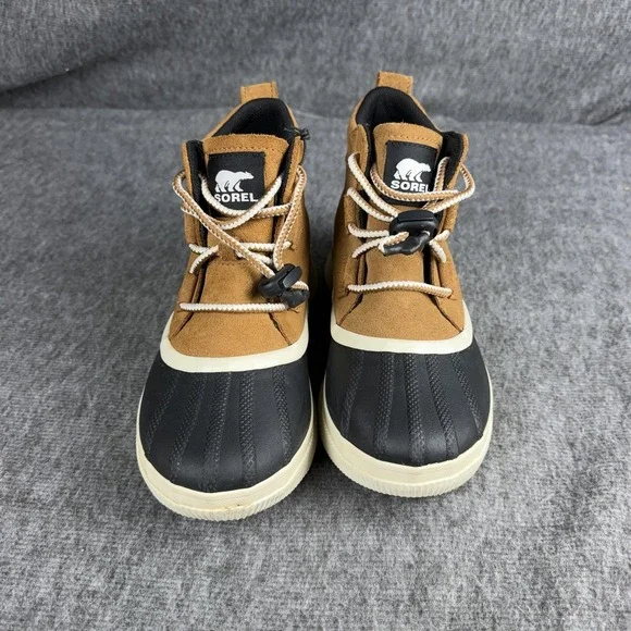 Sorel Boots kids youth Size 4 Brown Black Waterproof Suede Ankle Duck Rain Boot