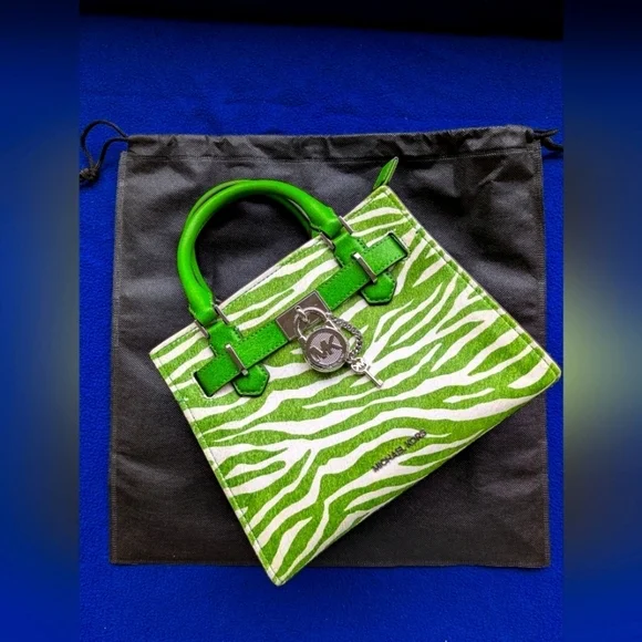 Michael Kors Hamilton Small Green Zebra Print Women's Bag
