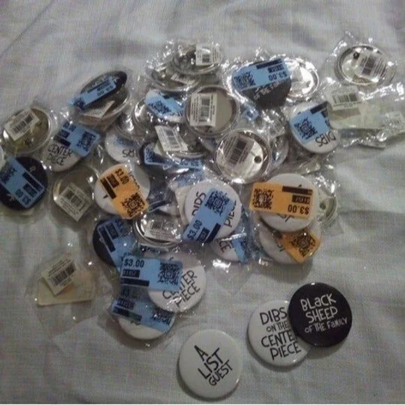 25 Bridal shower Novelty Buttons Pins black sheep