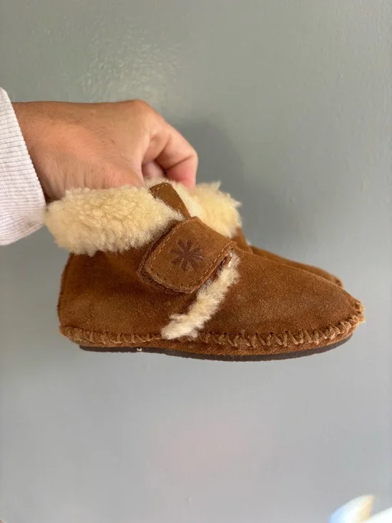 L.L. Bean Toddler Cozy Shearling Moccasin Booties - Brown