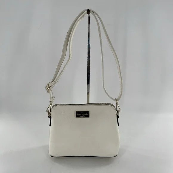 Kate Spade Zip Dome Jeanne Crossbody Saffiano Leather Meringue Cream Ivory Strap