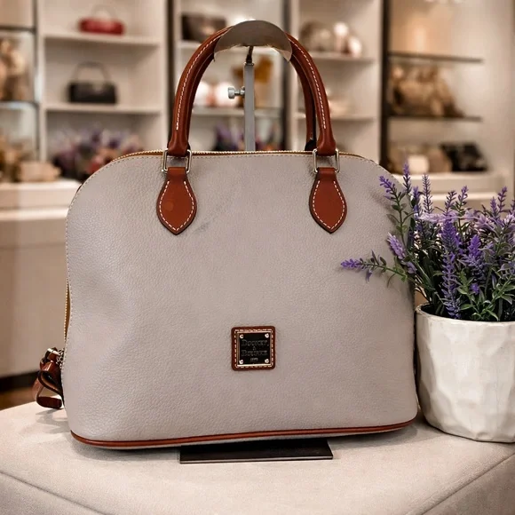 Dooney‎ & Bourke Domed Taupe Brown Satchel Hand Shoulder Bag