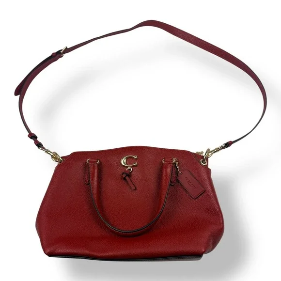 Coach Red Pebbled Leather‎ Satchel Crossbody Purse A2331-1317 Vintage Style