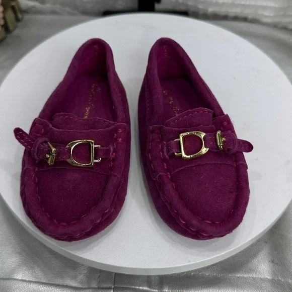 (S0) Ralph Lauren - Baby Suede Buckle Shoes Berry/Fuchsia, Size 3