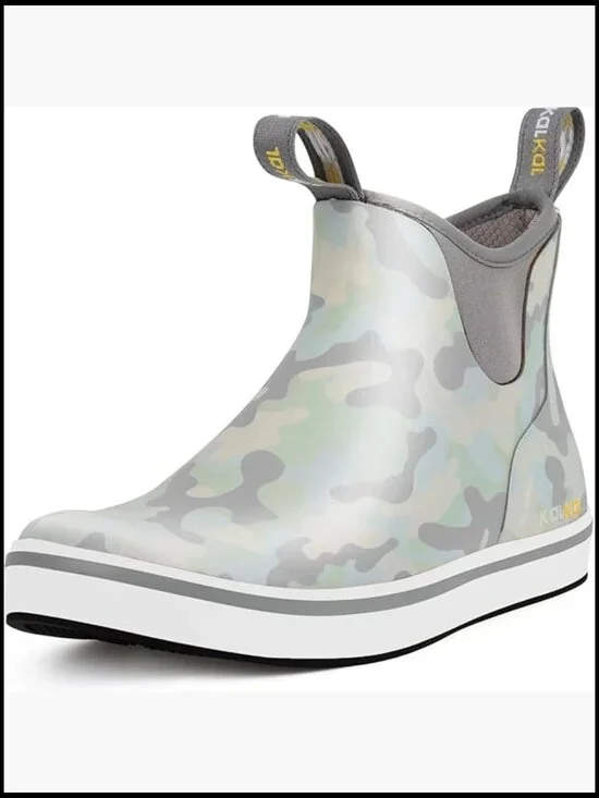 Men's Waterproof Rain Boots Anti-Slip Deck Boots with Memory Foam Ankle High