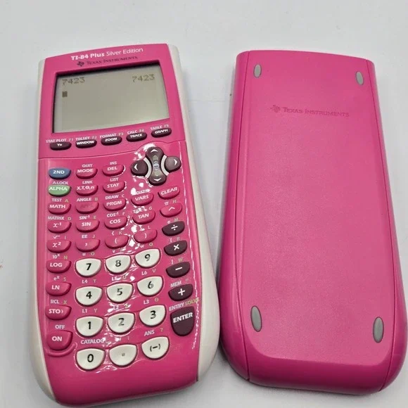 Texas Instruments TI-84 Plus Silver Edition Graphing Calculator W/Cover - Pink