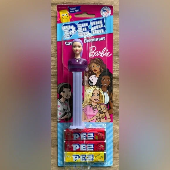 Barbie PEZ Candy Dispenser with Purple Stem Hair & Outfit NIP