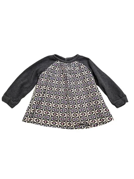 Toddler Girl's Baby Gap Gray Pattern Cotton Long Sleeve Top | Size 4T