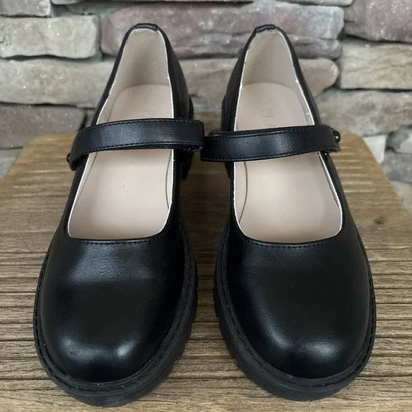 The Children's Place Girls Closed Toe Mary Jane Flat Kids Black Sz 1 Hook&Loop