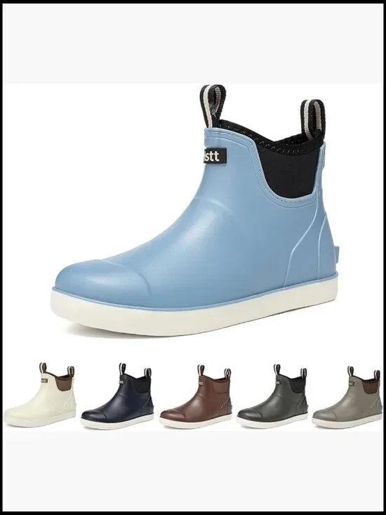 Waterproof Deck Boots Non-Slip Rubber Ankle Rain Boots for Fishing