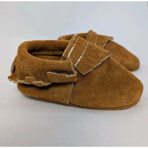 Baby Moccasins Leather Shoes Fringe Boot Sz 3 Soft Sole Infant Boy Girl NB