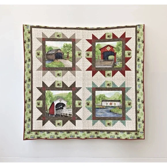 COVERED BRIDGES in Spring Bridges Tour Quilt Kit #KT-15820 Riley Blake 72