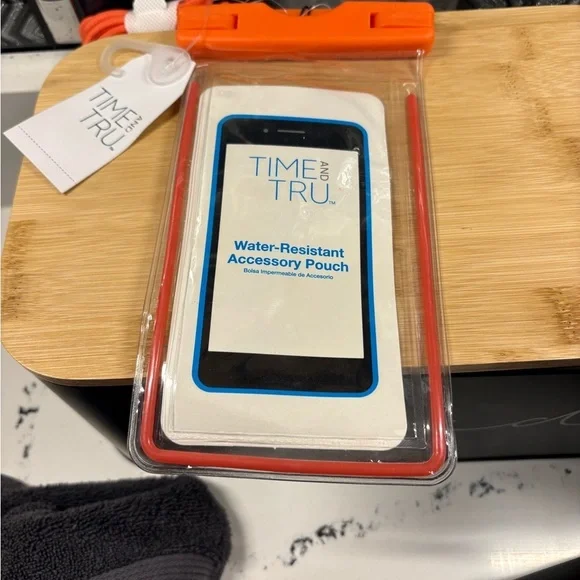 Time and Tru Water-Resistant Phone Pouch - Orange and Clear