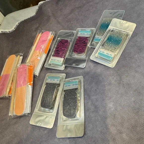 Sally Hansen nail polish strip lot Black,‎ Silver, Blue animal print